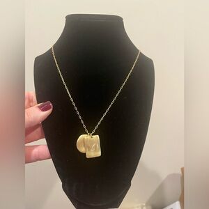 Necklace Madewell Pendant Gold Toned Circle Tectangle Hammered NWT